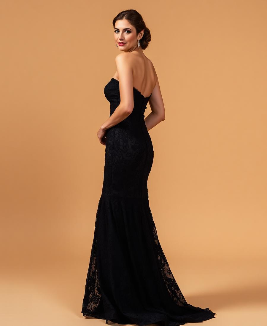 Noir corded lace gown